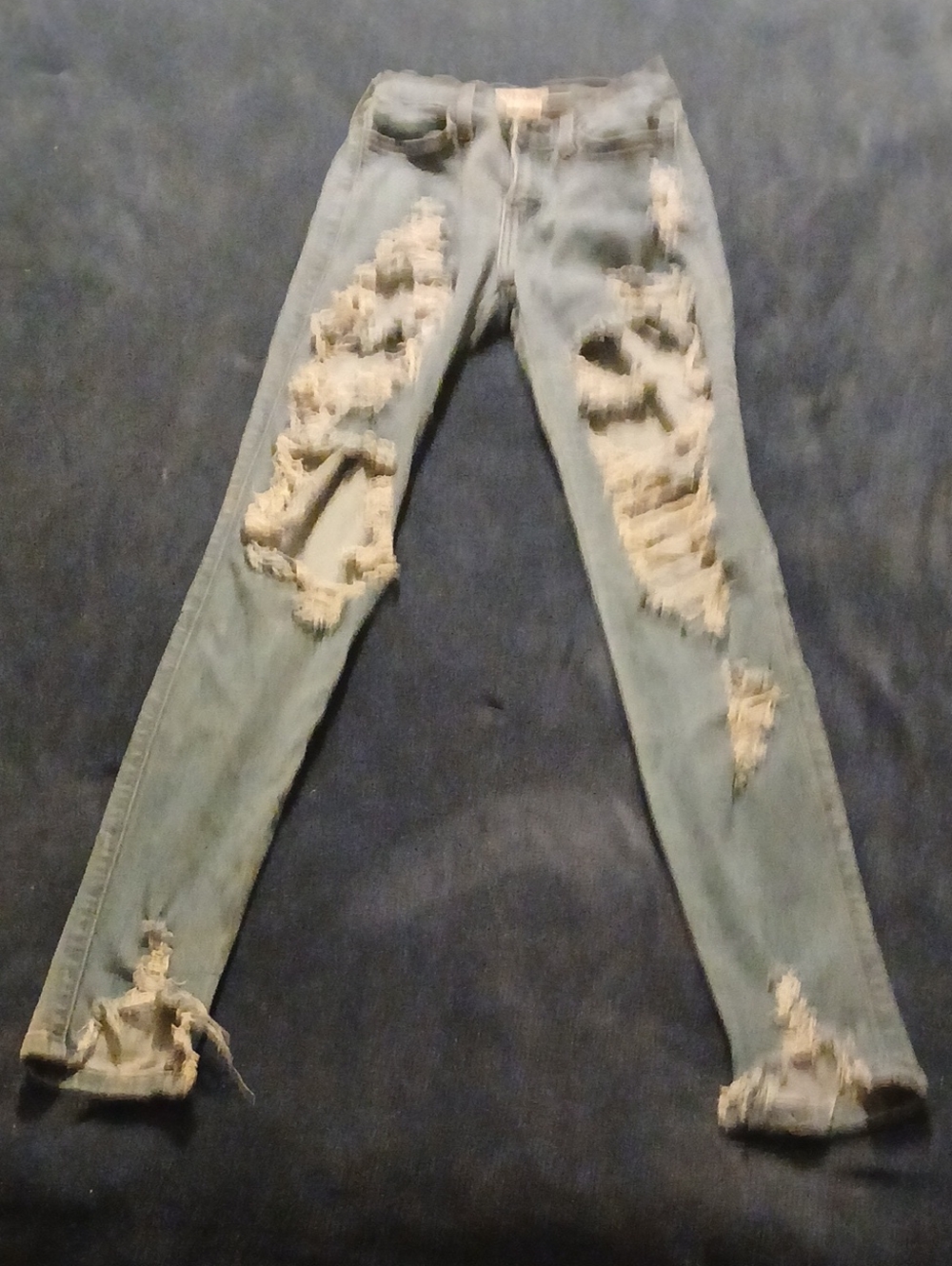 Vibrant Light Blue Ripped Skinny Jeans